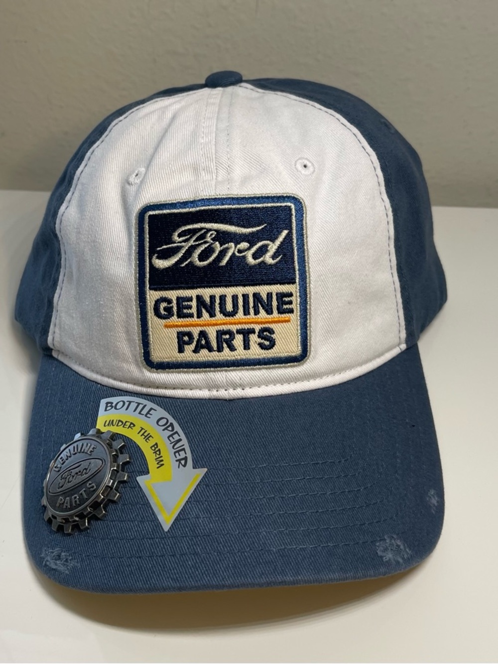 Ford Two-Tone Navy Blue & White Baseball Hat with Genuine Parts Patch